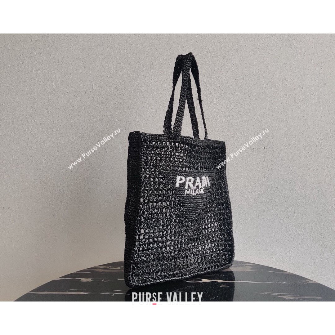 Prada Woven Raffia Tote Bag 1BG393 Black 2021 (YZ-21080422)