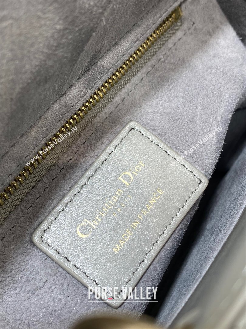 Dior Small Lady My ABCDior Bag in Grey Pearlescent Cannage Lambskin 2024 (XXG-24070302)