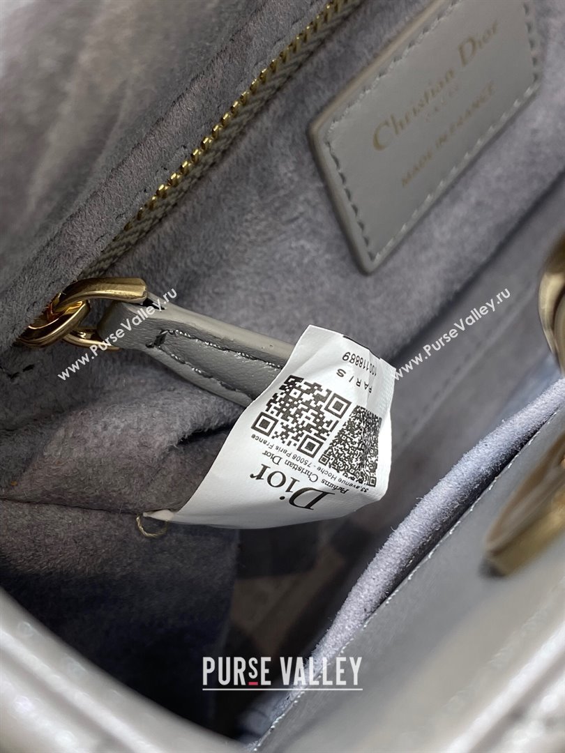 Dior Small Lady My ABCDior Bag in Grey Pearlescent Cannage Lambskin 2024 (XXG-24070302)