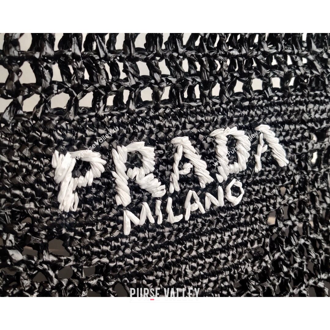 Prada Woven Raffia Tote Bag 1BG393 Black 2021 (YZ-21080422)