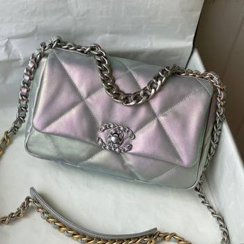 Chanel 19 Iridescent Lambskin Small Flap Bag AS1160 Light Blue/Purple 2022 (SM-22031429)