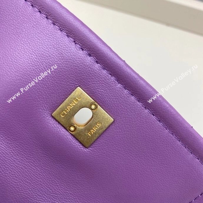 Chanel Quilted Lambskin Mini Flap Bag with Metal Button AP1664 Purple 2020 (SMJD-20112306)