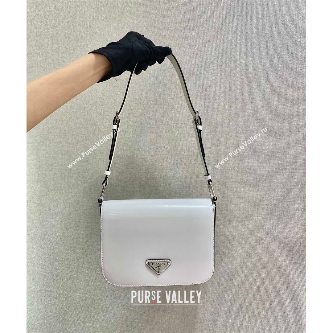 Prada Brushed Leather Shoulder Bag 1BD3078 White 2021 (YZ-21080423)