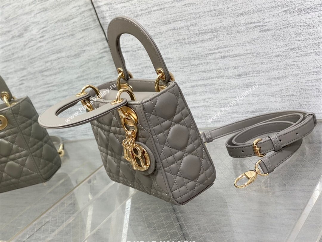 Dior Mini Lady Dior Bag in Etoupe Cannage Lambskin 2024 (XXG-24070303)