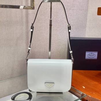 Prada Brushed Leather Shoulder Bag 1BD3078 White 2021 (YZ-21080423)