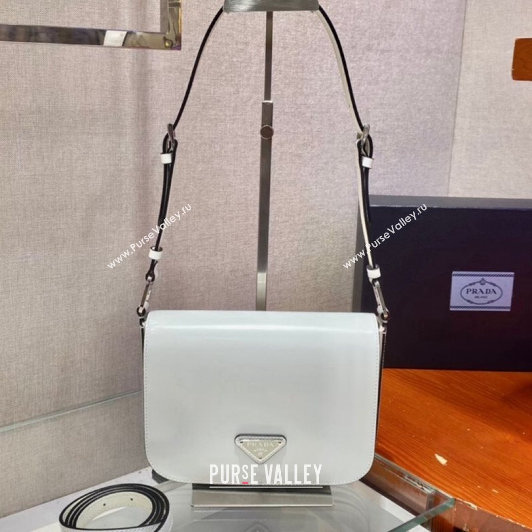 Prada Brushed Leather Shoulder Bag 1BD3078 White 2021 (YZ-21080423)