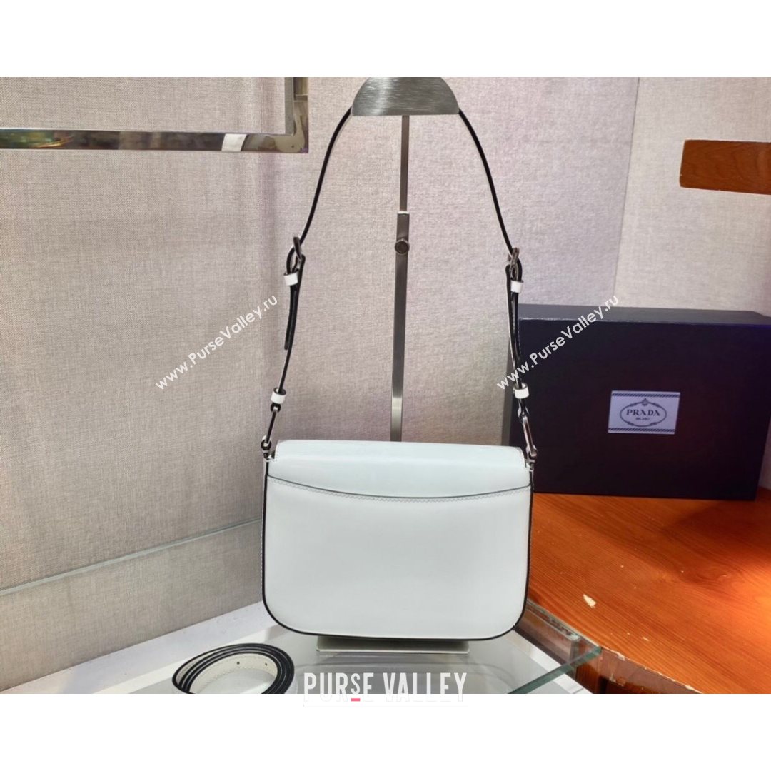 Prada Brushed Leather Shoulder Bag 1BD3078 White 2021 (YZ-21080423)