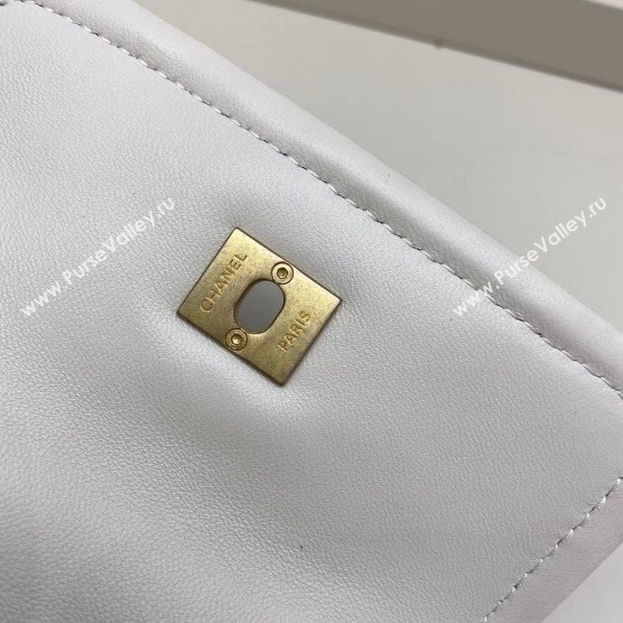 Chanel Quilted Lambskin Mini Flap Bag with Metal Button AP1664 White 2020 (SMJD-20112307)