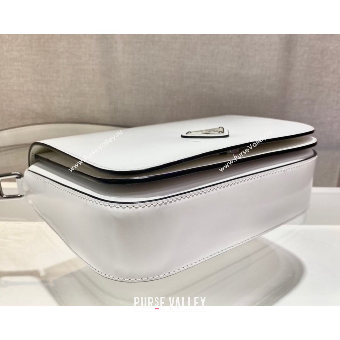 Prada Brushed Leather Shoulder Bag 1BD3078 White 2021 (YZ-21080423)