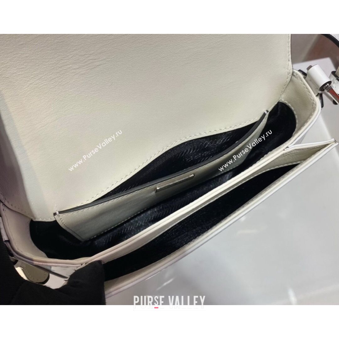 Prada Brushed Leather Shoulder Bag 1BD3078 White 2021 (YZ-21080423)