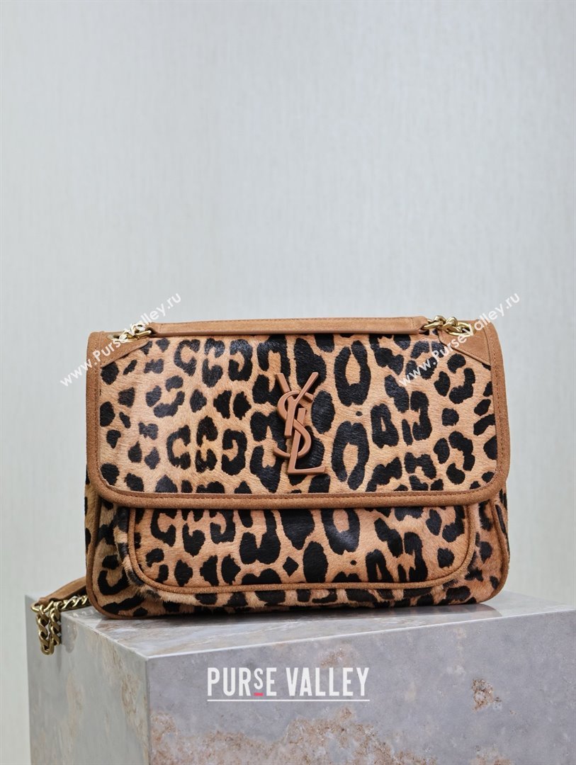 Saint Laurent Niki Medium Bag in Pony Hair Leather 633158 Leopard 2025 (MHUI-25022112)