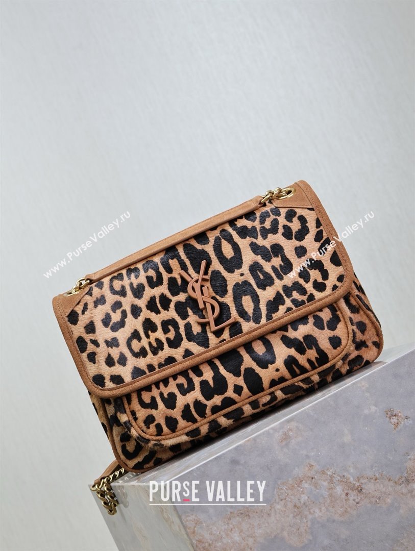 Saint Laurent Niki Medium Bag in Pony Hair Leather 633158 Leopard 2025 (MHUI-25022112)