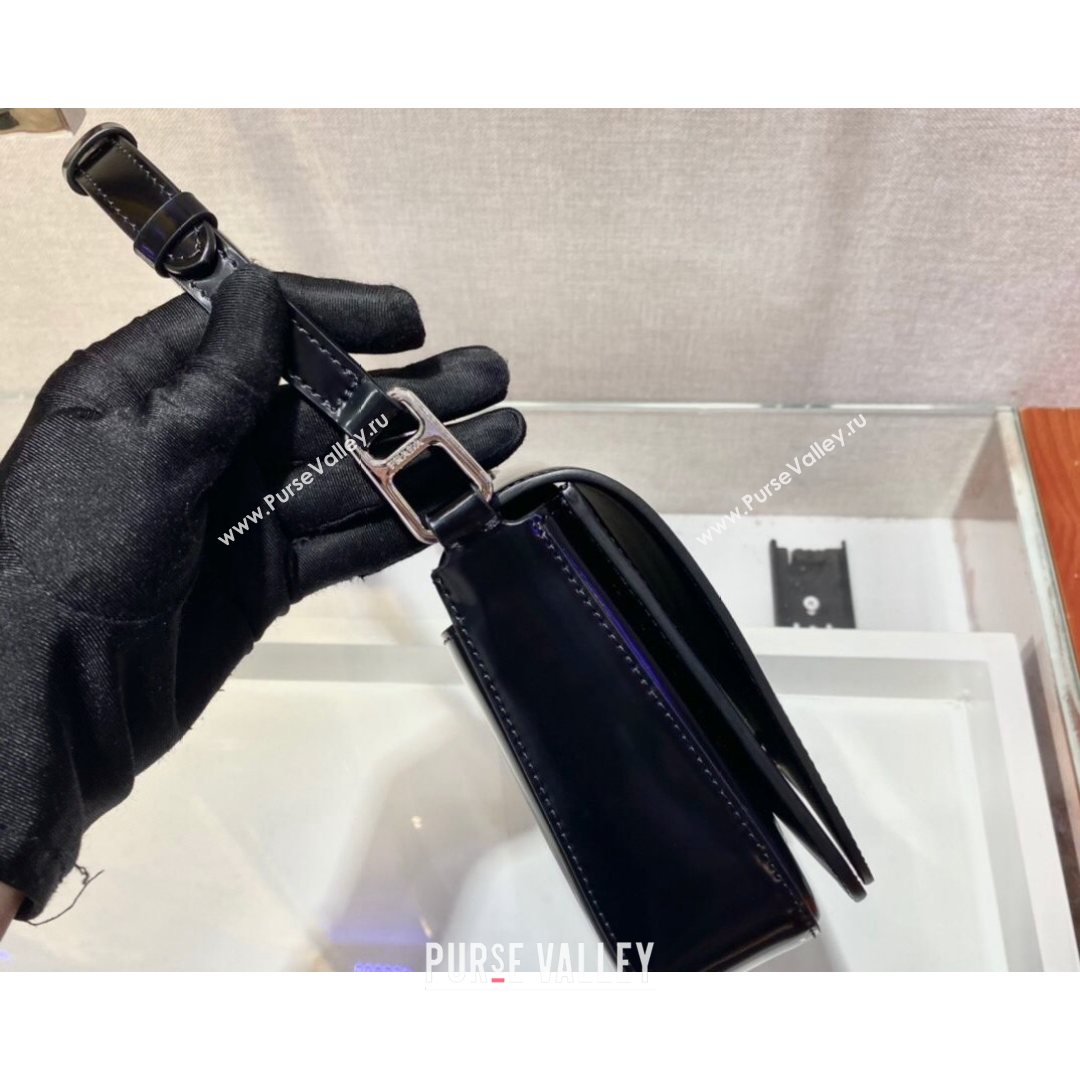 Prada Brushed Leather Shoulder Bag 1BD3078 Black 2021 (YZ-21080424)