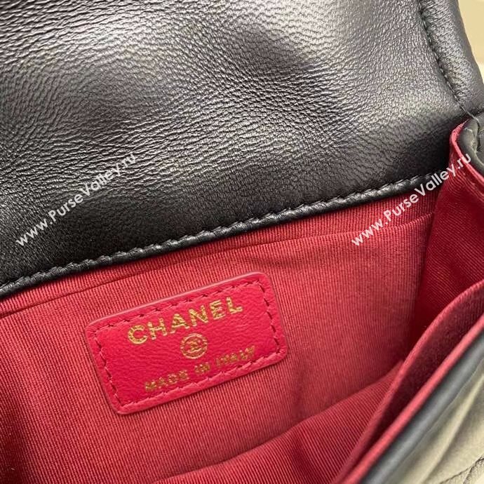 Chanel Quilted Lambskin Mini Flap Bag with Metal Button AP1664 Black 2020 (SMJD-20112308)