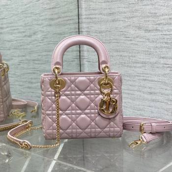 Dior Mini Lady Dior Bag in Pink Pearlescent Cannage Lambskin 2024 (XXG-24070305)