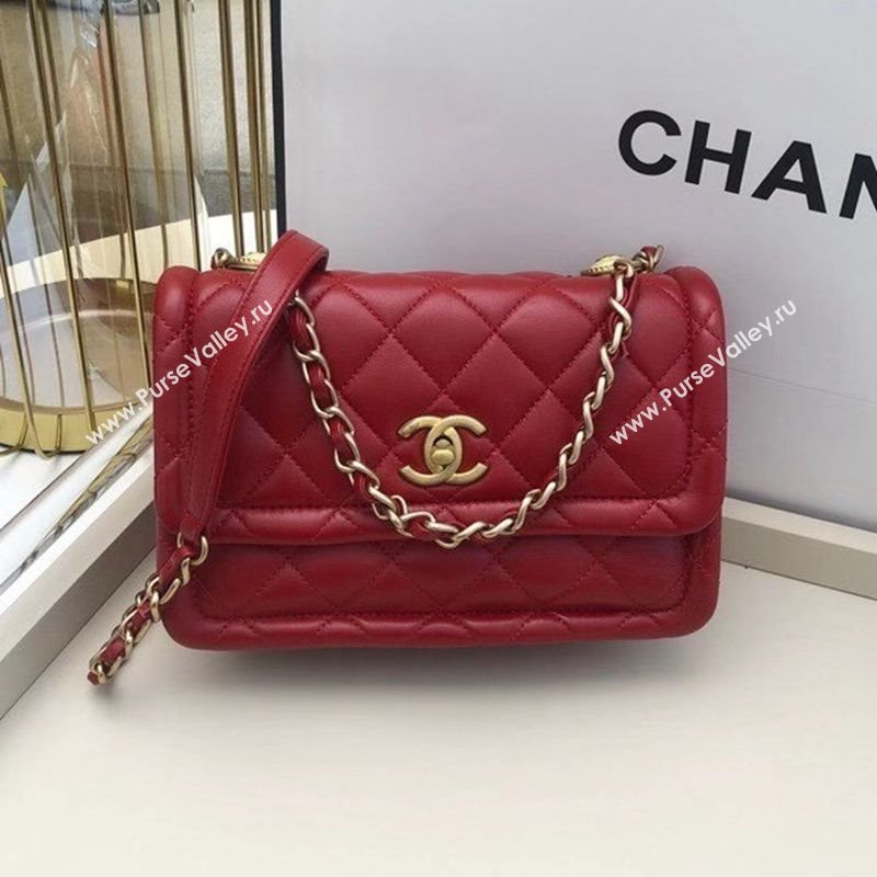 Chanel Quilted Lambskin Medium Flap Bag with Metal Button AS2055 Red 2020 TOP (SMJD-20112316)