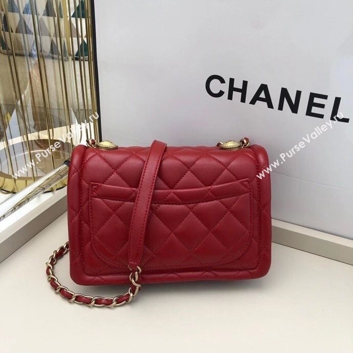 Chanel Quilted Lambskin Medium Flap Bag with Metal Button AS2055 Red 2020 TOP (SMJD-20112316)