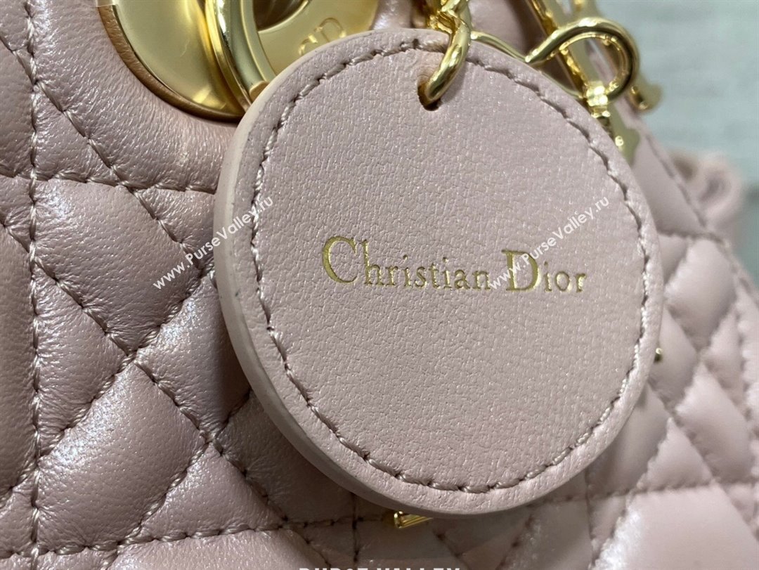 Dior Mini Lady Dior Bag in Pink Pearlescent Cannage Lambskin 2024 (XXG-24070305)