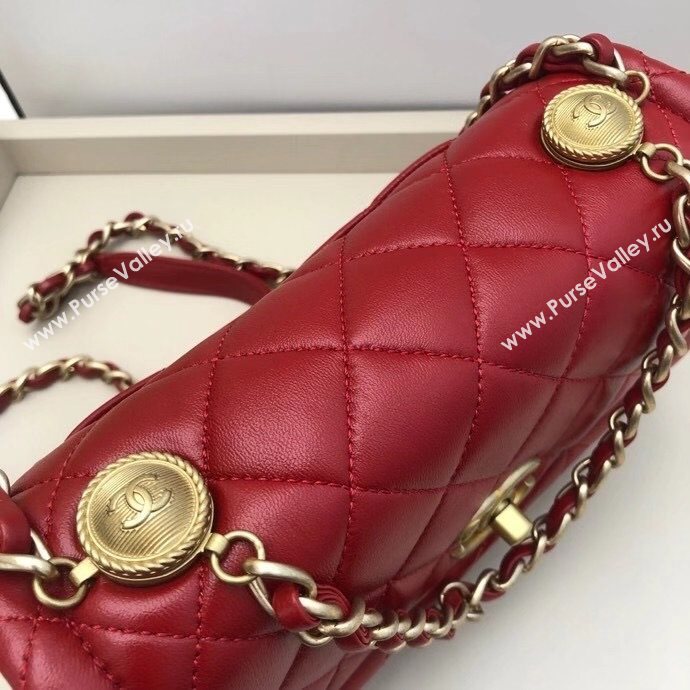 Chanel Quilted Lambskin Medium Flap Bag with Metal Button AS2055 Red 2020 TOP (SMJD-20112316)