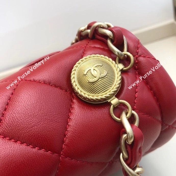 Chanel Quilted Lambskin Medium Flap Bag with Metal Button AS2055 Red 2020 TOP (SMJD-20112316)