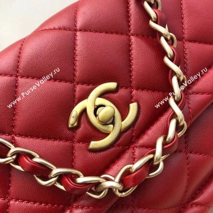 Chanel Quilted Lambskin Medium Flap Bag with Metal Button AS2055 Red 2020 TOP (SMJD-20112316)