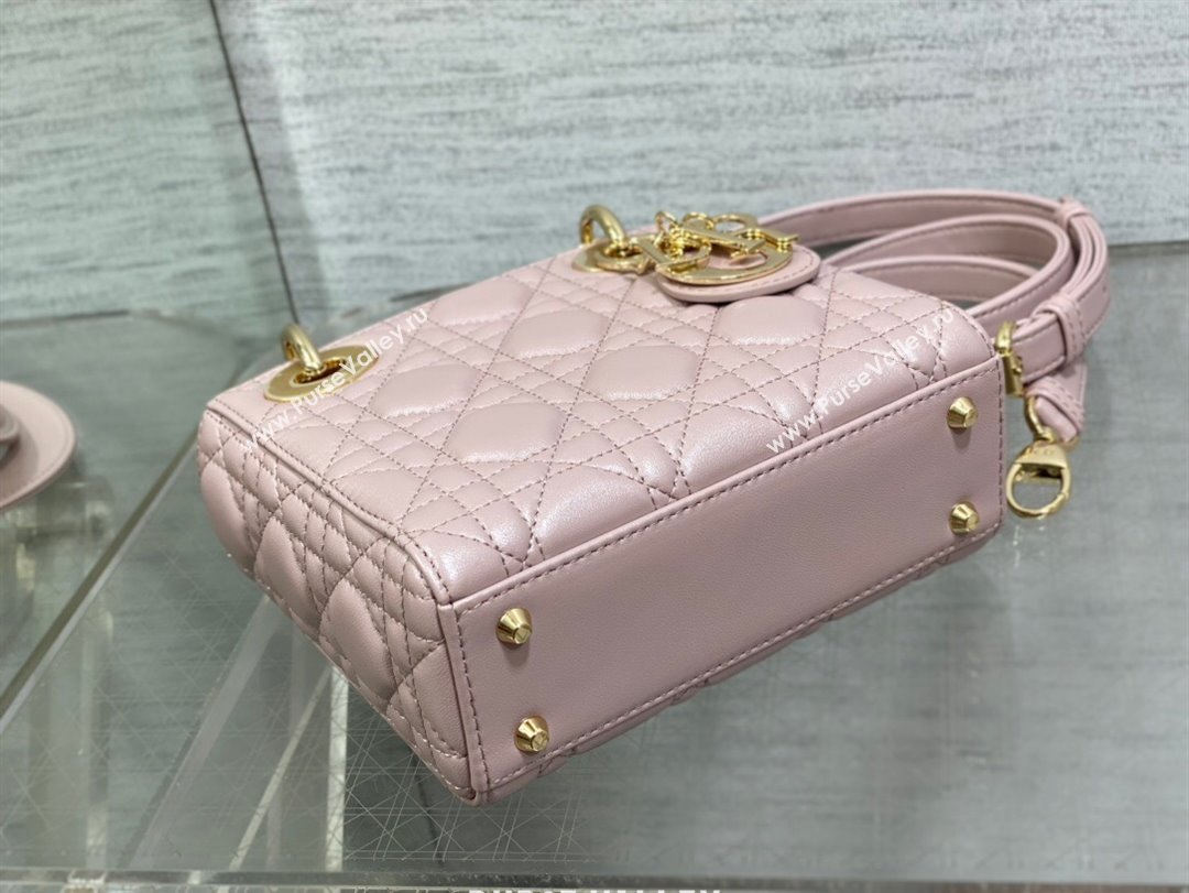 Dior Mini Lady Dior Bag in Pink Pearlescent Cannage Lambskin 2024 (XXG-24070305)