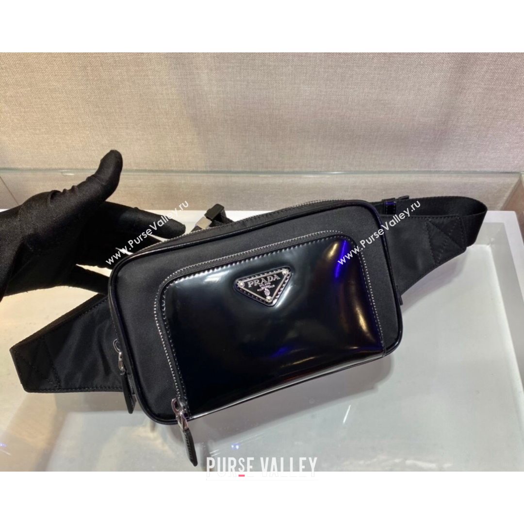 Prada Re-Nylon and Brushed Leather Belt Bag 2VL977 Black 2021 (YZ-21080425)