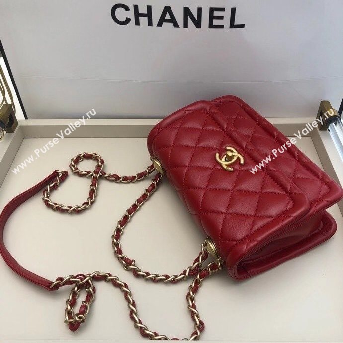 Chanel Quilted Lambskin Medium Flap Bag with Metal Button AS2055 Red 2020 TOP (SMJD-20112316)