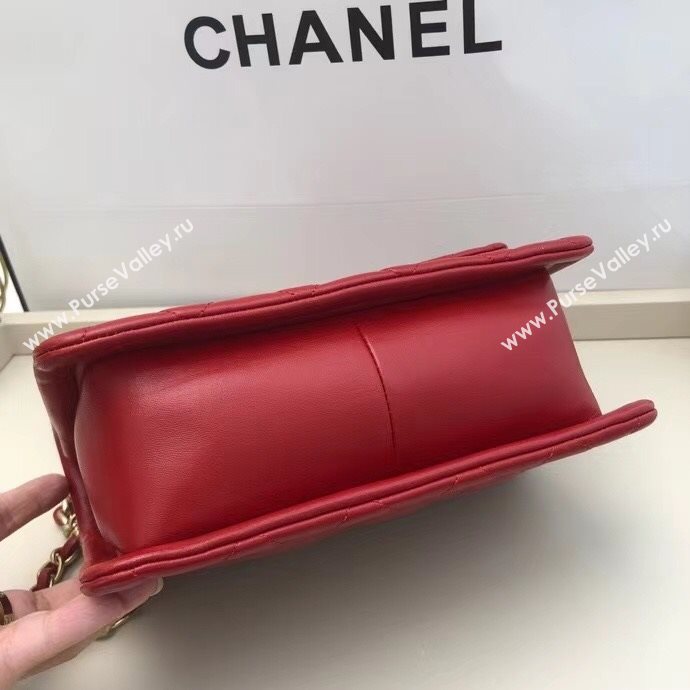 Chanel Quilted Lambskin Medium Flap Bag with Metal Button AS2055 Red 2020 TOP (SMJD-20112316)