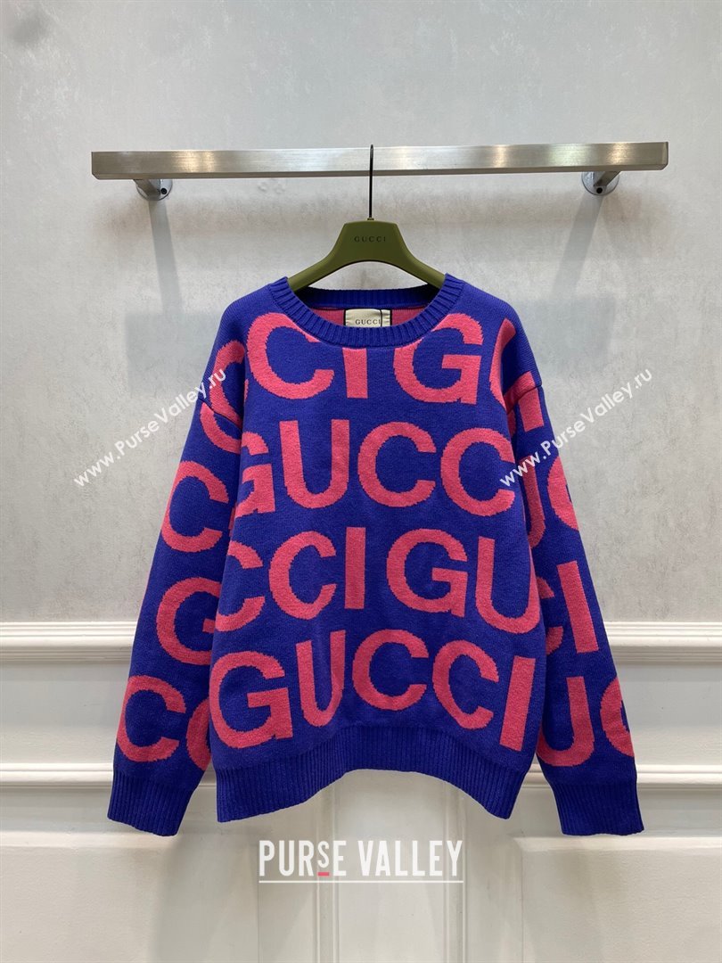 Gucci Wool Cashmere Sweater G112504 Blue 2023 (Q-23112504)