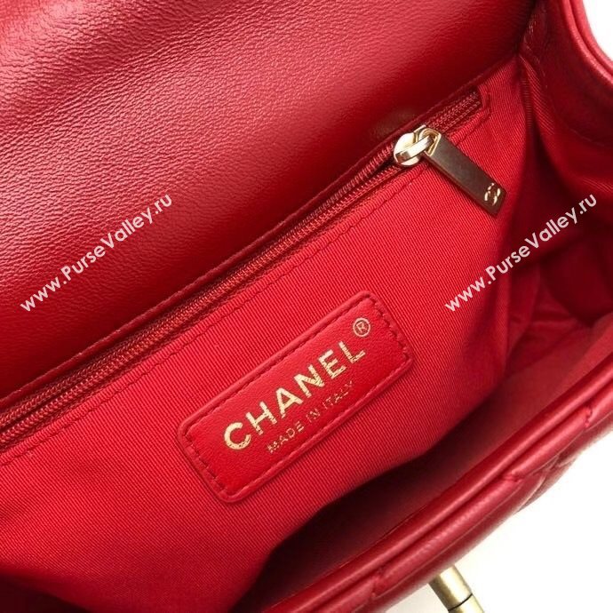 Chanel Quilted Lambskin Medium Flap Bag with Metal Button AS2055 Red 2020 TOP (SMJD-20112316)