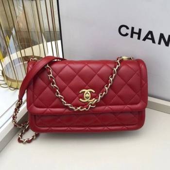 Chanel Quilted Lambskin Large Flap Bag with Metal Button AS2056 Red 2020 TOP (SMJD-20112320)