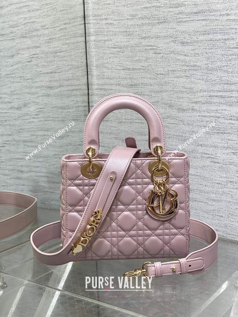 Dior Small Lady My ABCDior Bag in Pink Pearlescent Cannage Lambskin 2024 (XXG-24070306)