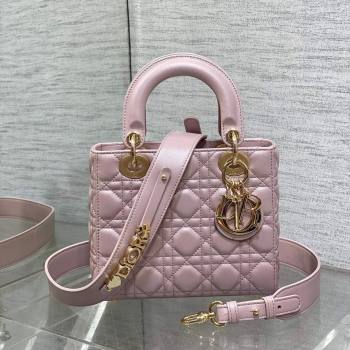 Dior Small Lady My ABCDior Bag in Pink Pearlescent Cannage Lambskin 2024 (XXG-24070306)