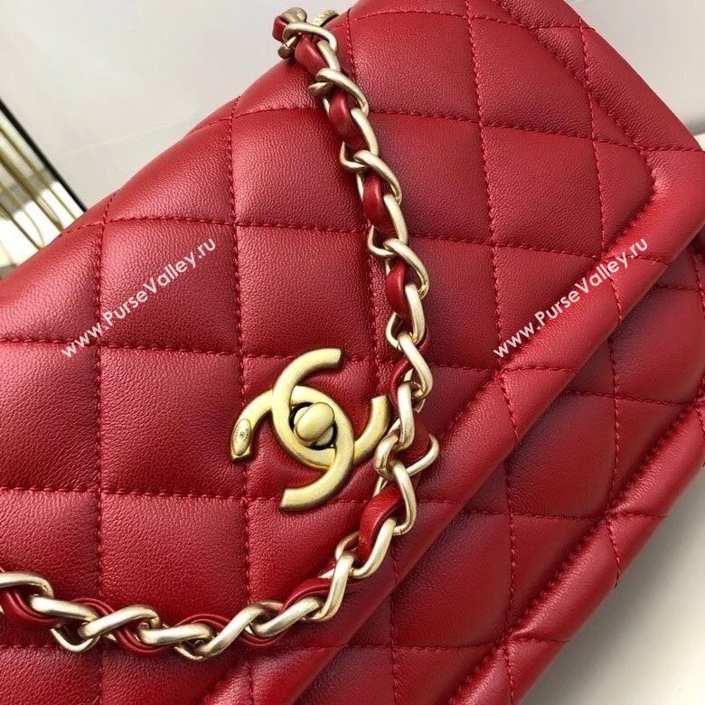 Chanel Quilted Lambskin Large Flap Bag with Metal Button AS2056 Red 2020 TOP (SMJD-20112320)