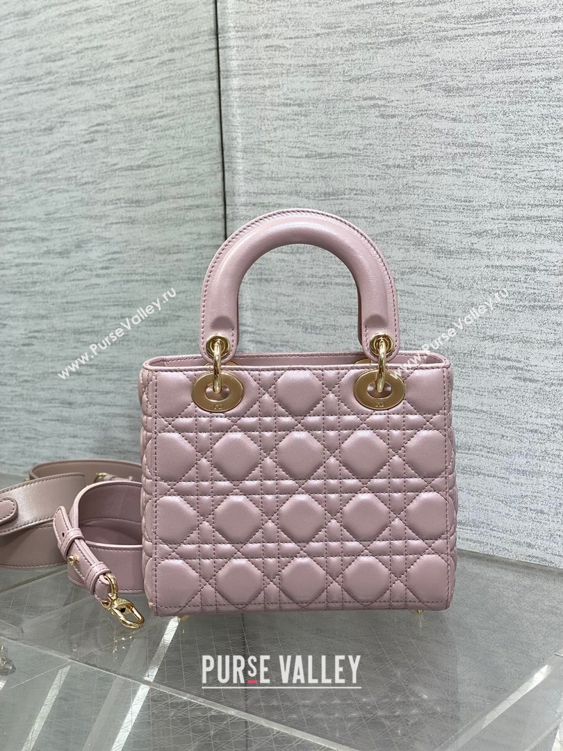 Dior Small Lady My ABCDior Bag in Pink Pearlescent Cannage Lambskin 2024 (XXG-24070306)