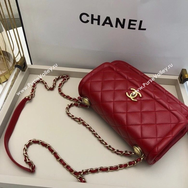 Chanel Quilted Lambskin Large Flap Bag with Metal Button AS2056 Red 2020 TOP (SMJD-20112320)