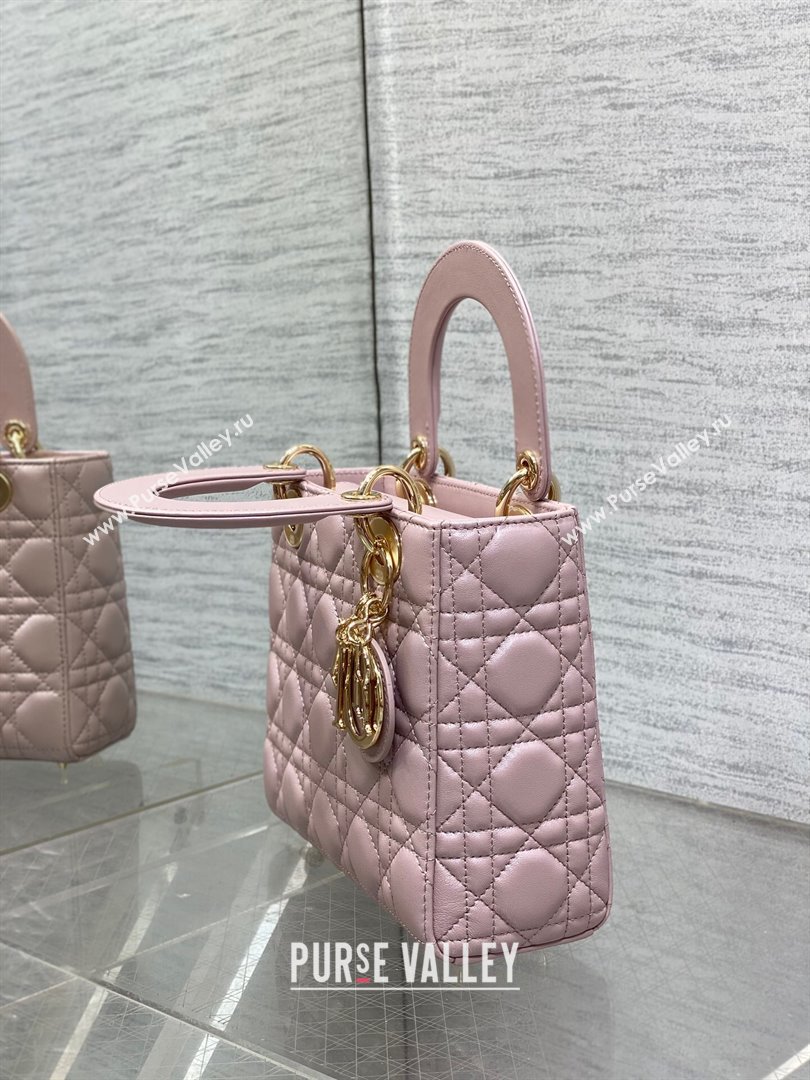 Dior Small Lady My ABCDior Bag in Pink Pearlescent Cannage Lambskin 2024 (XXG-24070306)