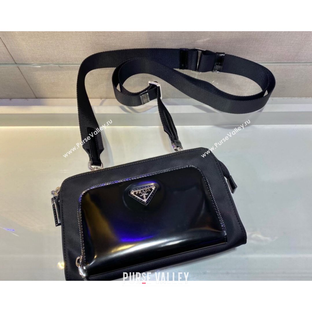 Prada Re-Nylon and Leather Shoulder Bag 2VH130 Black 2021 (YZ-21080426)