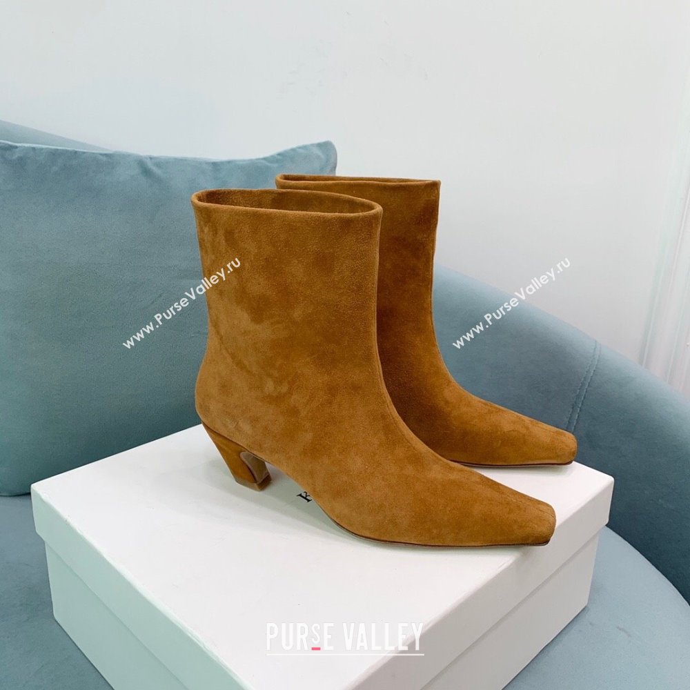 Khaite Suede ARIZONA Boot with 5.5cm Heel Brown 2024 (KE-24081701)