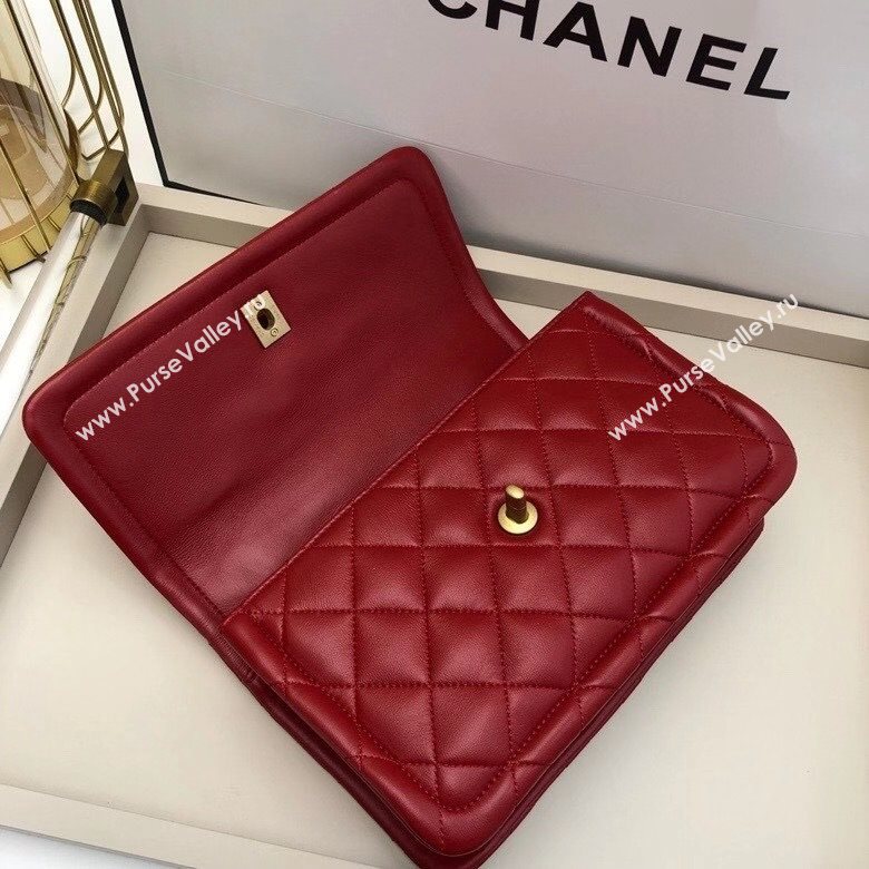 Chanel Quilted Lambskin Large Flap Bag with Metal Button AS2056 Red 2020 TOP (SMJD-20112320)