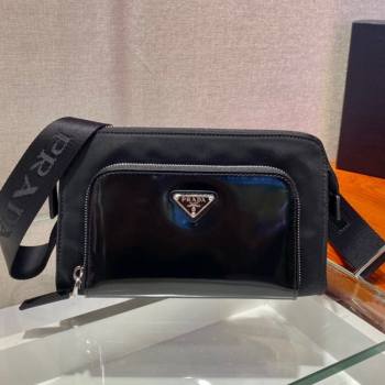 Prada Re-Nylon and Leather Shoulder Bag 2VH130 Black 2021 (YZ-21080426)