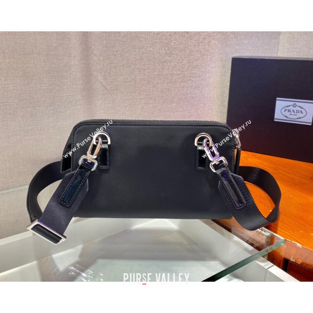 Prada Re-Nylon and Leather Shoulder Bag 2VH130 Black 2021 (YZ-21080426)