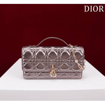 Dior My Dior Mini Bag in Cannage Metalic Lambskin 0980 Grey 2024 (DMZ-24050704)