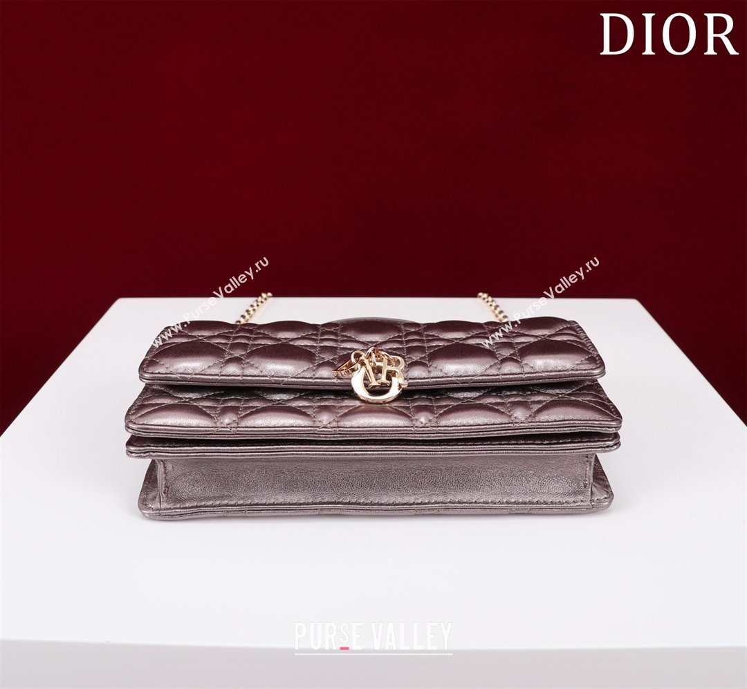 Dior My Dior Mini Bag in Cannage Metalic Lambskin 0980 Grey 2024 (DMZ-24050704)
