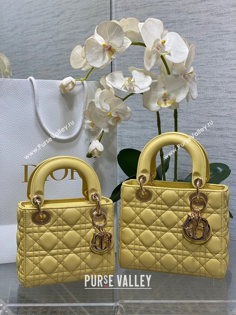 Dior Mini Lady Dior Bag in Yellow Cannage Lambskin 2024 (XXG-24070307)