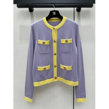 Chanel Cashmere Cardigan CH113018 Purple 2023 (Q-23113018)