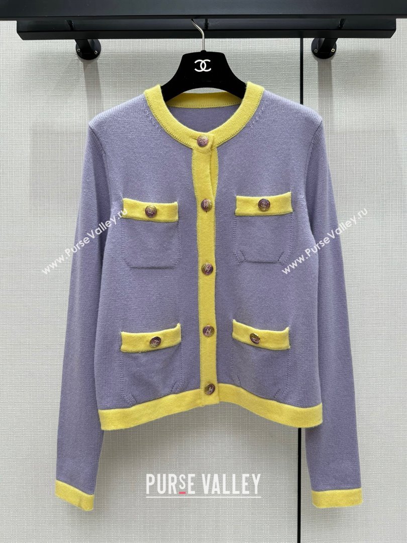 Chanel Cashmere Cardigan CH113018 Purple 2023 (Q-23113018)