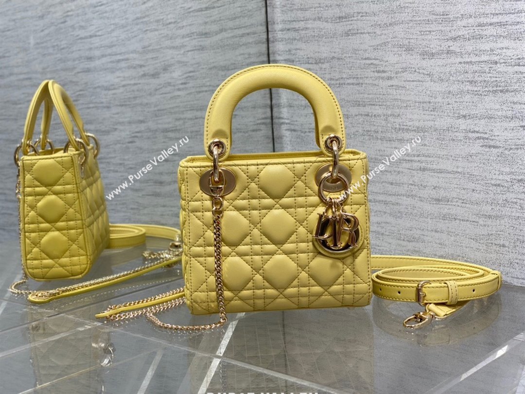 Dior Mini Lady Dior Bag in Yellow Cannage Lambskin 2024 (XXG-24070307)