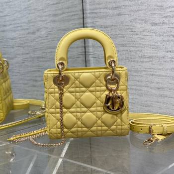 Dior Mini Lady Dior Bag in Yellow Cannage Lambskin 2024 (XXG-24070307)